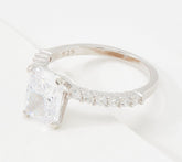 Diamonique 100-Facet Emarald Bridal Ring, Sterling Silver, Size 6